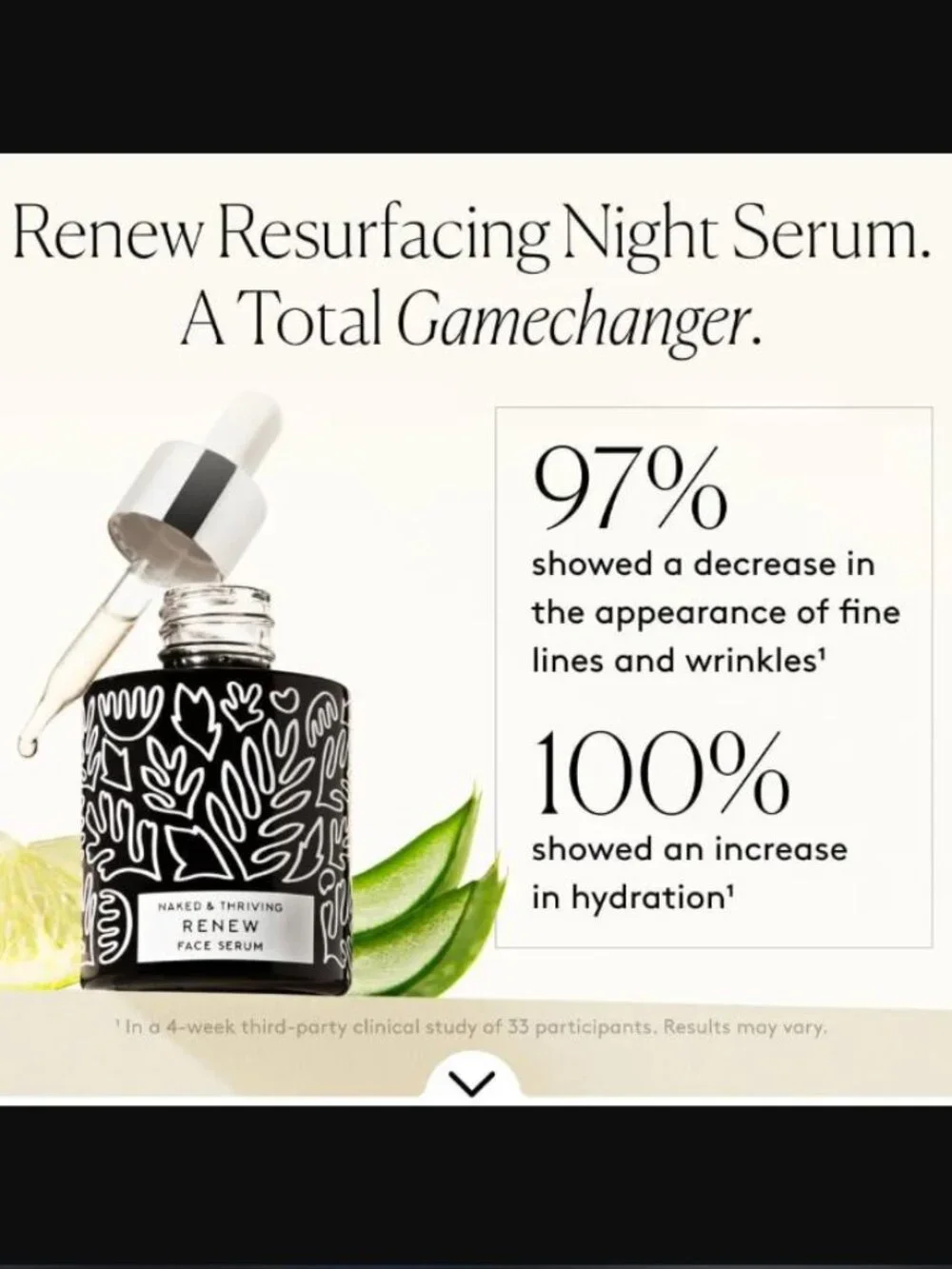 NEW Naked & Thriving Renew Resurfacing Night Serum, Hyaluronic Ferulic Acid 30mL